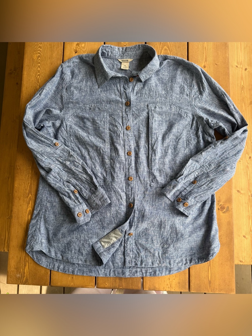 Duluth Trading Co Women’s XL  Hemp & Organic Cotton Long Sleeve Button Up